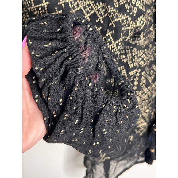 Mes Demoiselles Paris Sheer Tassel Byblos Blouse Cotton Black Size 36 (US 4) - Picture 10 of 12
